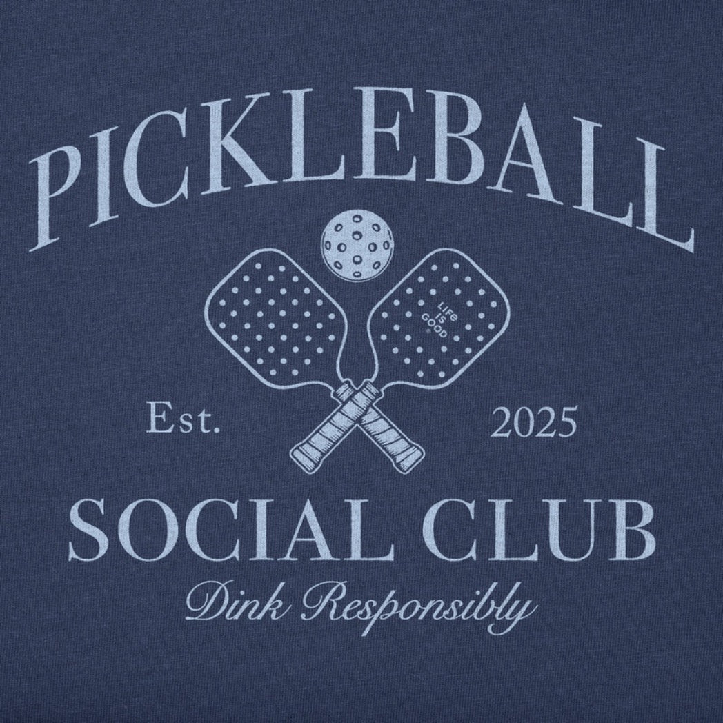 LIFE IS GOOD - WOMENS LONG SLEEVE CRUSHER TEE | Pickleball Social Club Darkest Blue