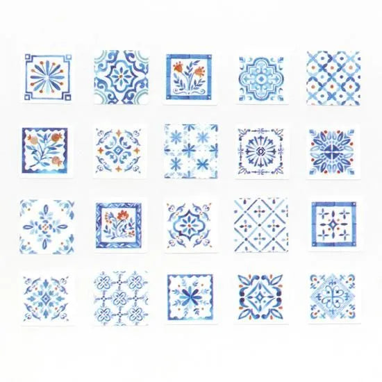 Bande - Tile - Indigo and Flowers