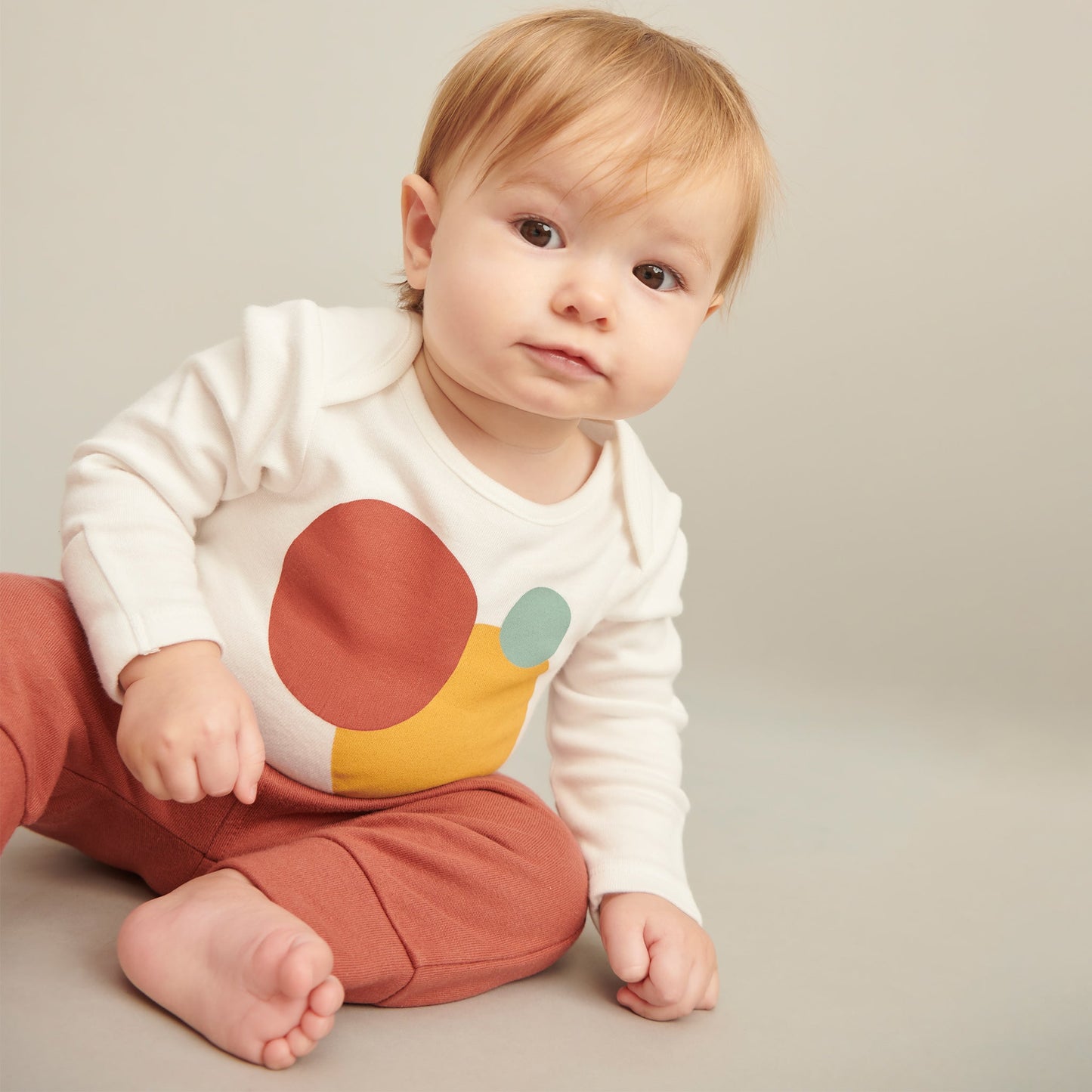 Caramel Stripe & Pebble Long Sleeve Bodysuit 4 Pack