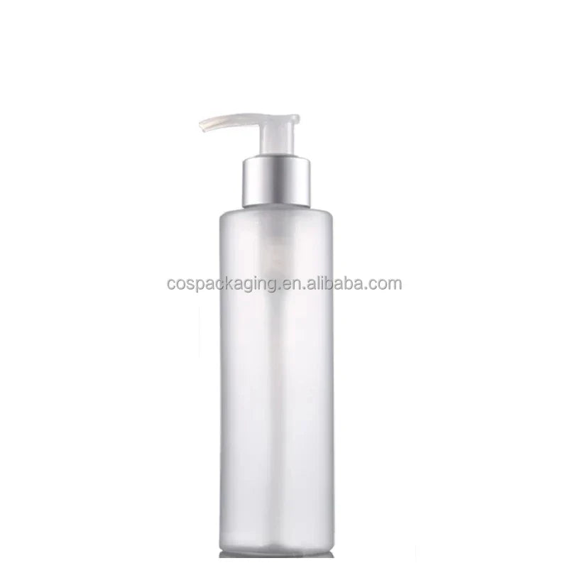 Clear Frost PET Plastic Bottle 100ML150ML 200ML Empty Cosmetic Shampoo Lotion Shower Gel Packaging Gold Pump Refillable Bottles