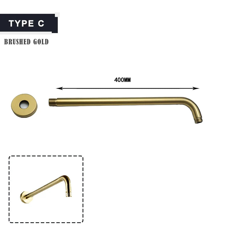 Black G1/2 Ceiling & Wall Mounted Shower Arm Free Shipping Stainless Steel Shower Head Holder Gold Shower Fixed Pipe for Shower