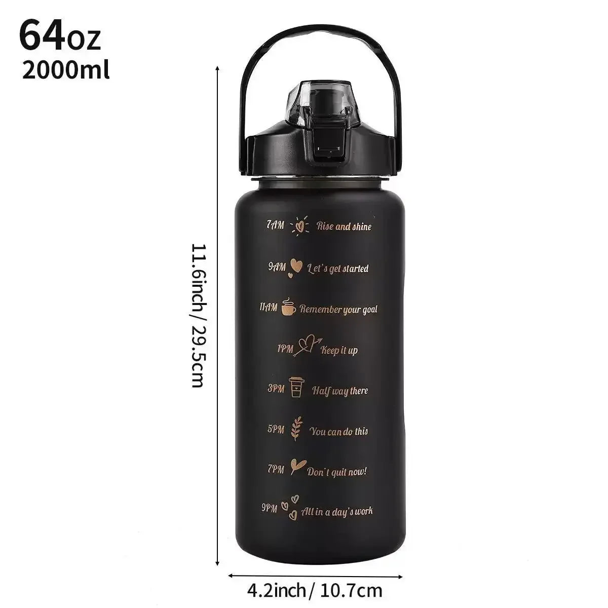 2000ml Large Capacity Plastic Water Bottle Frosted Gradient Water Bottle Outdoor Sports and Fitness Portable Water Kettles
