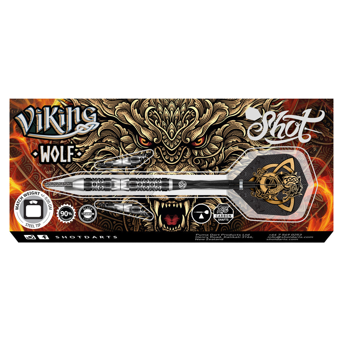 SHOT - VIKING WOLF Dart Set - 90% TUNGSTEN - 23g