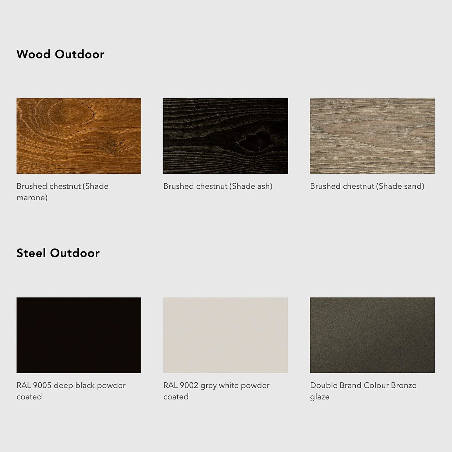 janua | bn 01 outdoor bench with backrest + wedge pillow | brushed chestnut sand + deep black base | natte charcoal chine 270cm