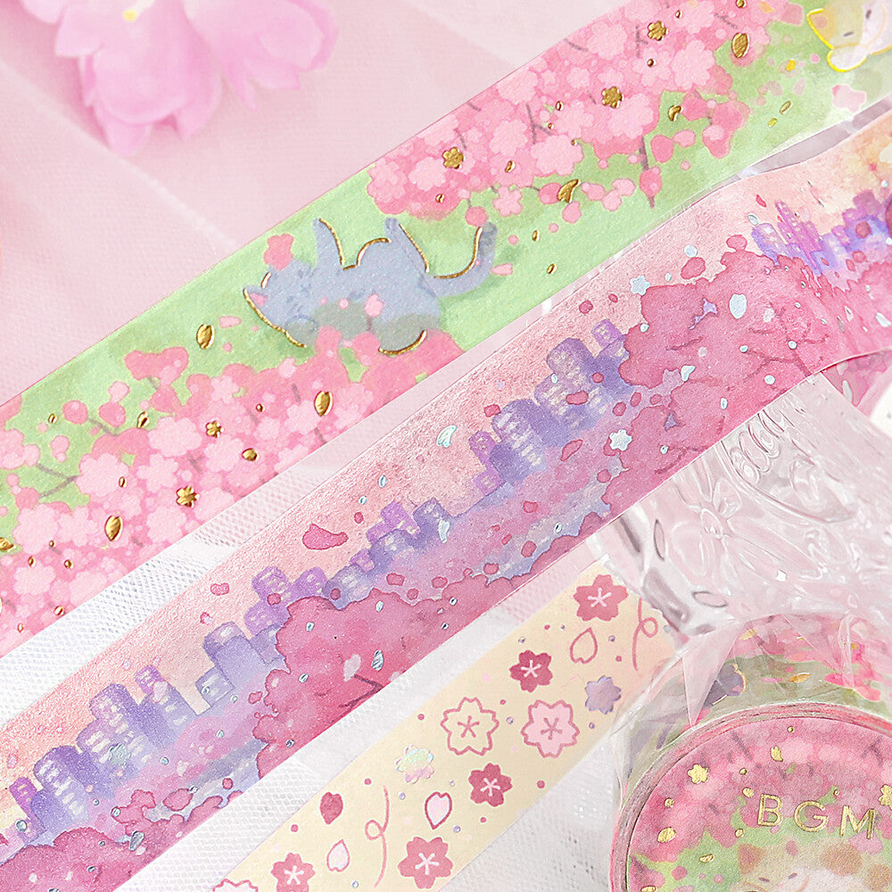 BGM Washi Tape - Foil Stamping - Cherry Blossom - Cherry Blossom Blossoming Town - Limited Edition