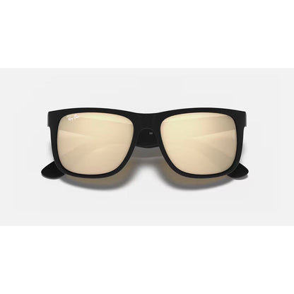 RAYBAN - JUSTIN | Black Rubber w/ Light Brown Gold Flash