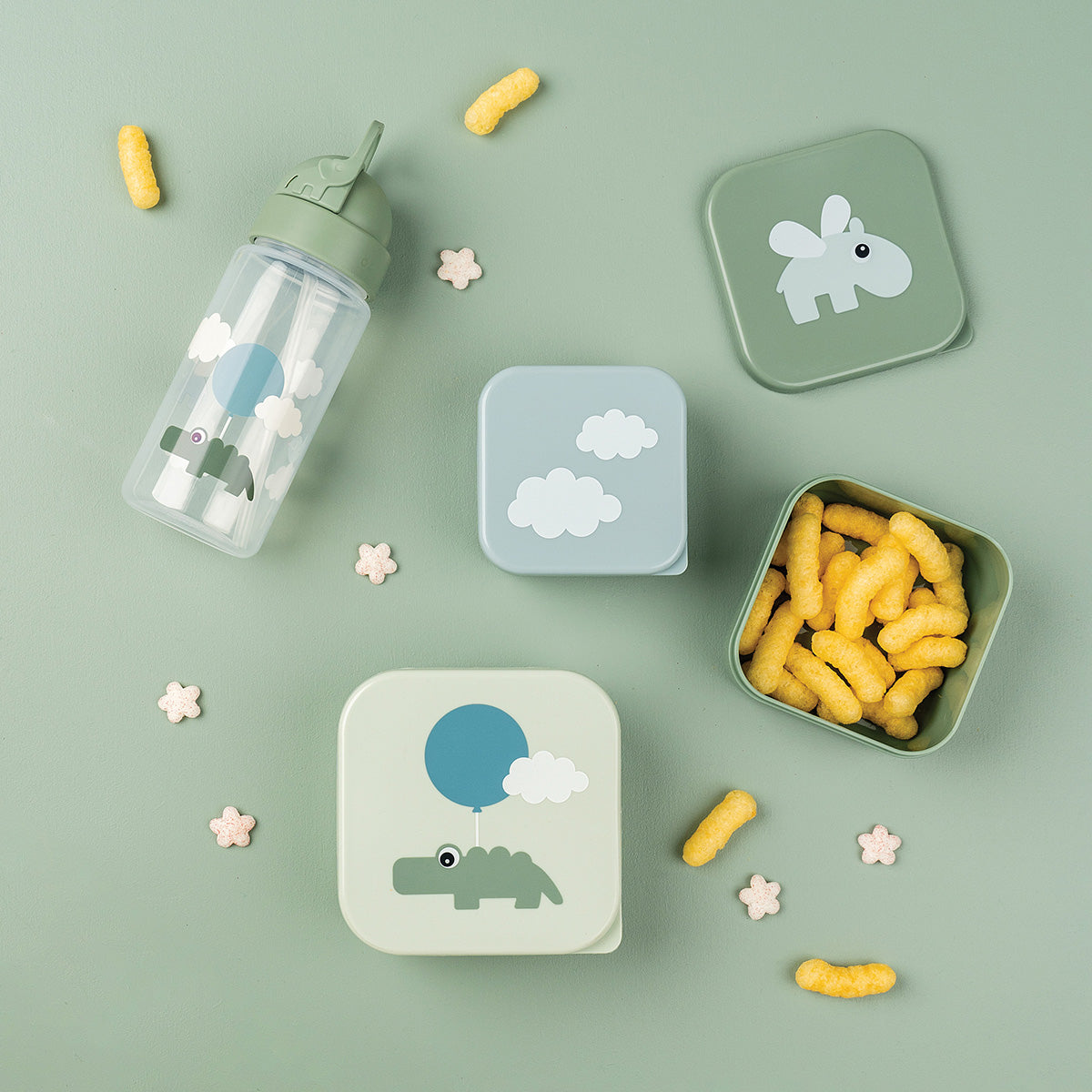 Done By Deer Snack Box Set 3 pcs - Happy Clouds Green