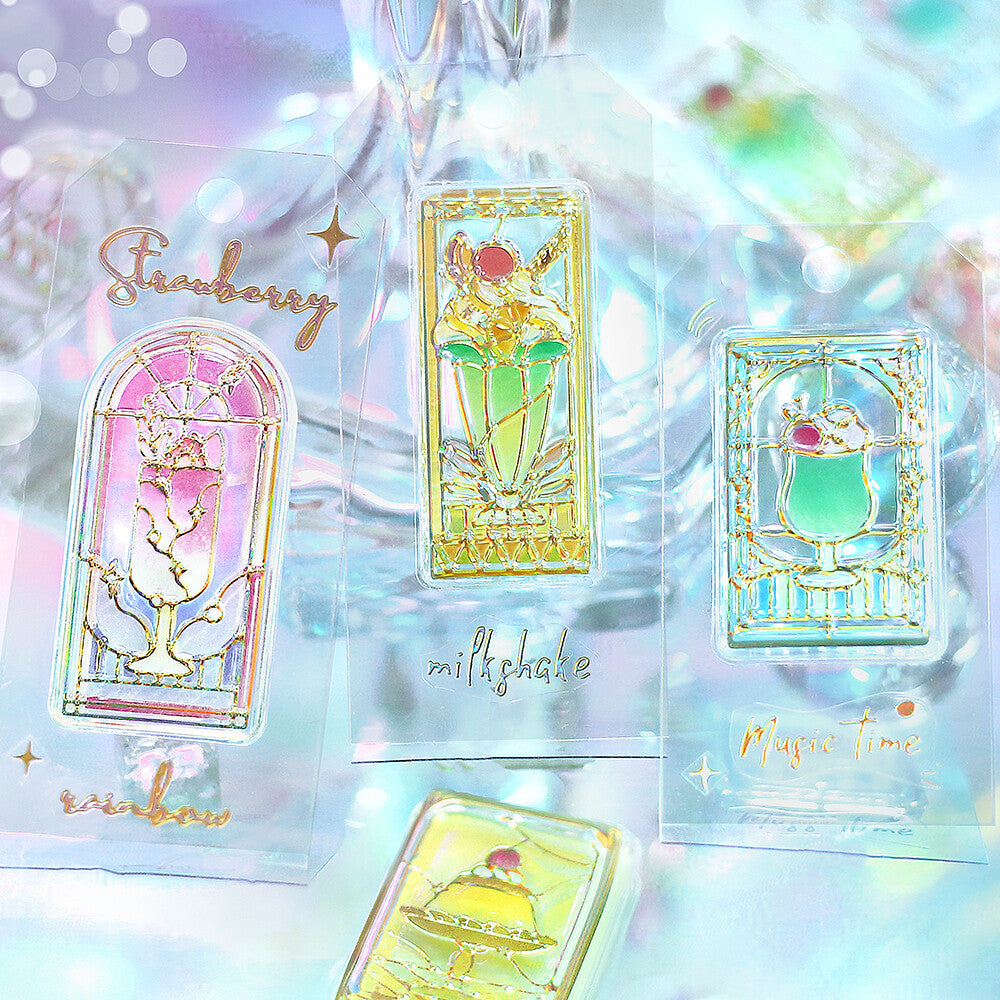 BGM 3D Sticker Sheet - Kyururun - Cafe a la Mode - Stained Glass