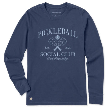 LIFE IS GOOD - WOMENS LONG SLEEVE CRUSHER TEE | Pickleball Social Club Darkest Blue
