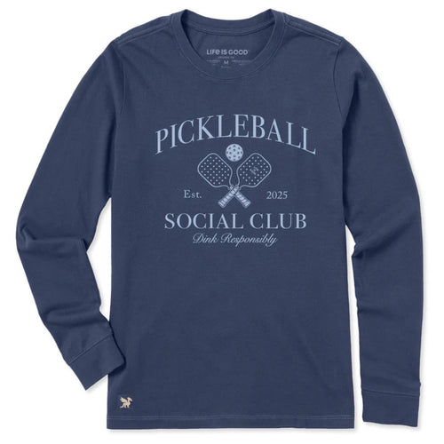 LIFE IS GOOD - WOMENS LONG SLEEVE CRUSHER TEE | Pickleball Social Club Darkest Blue
