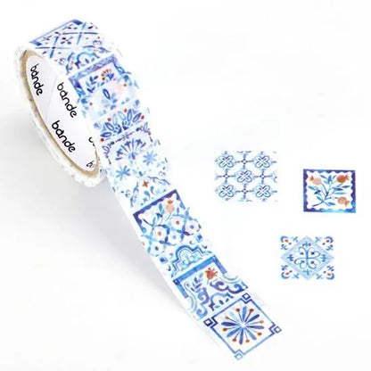 Bande - Tile - Indigo and Flowers