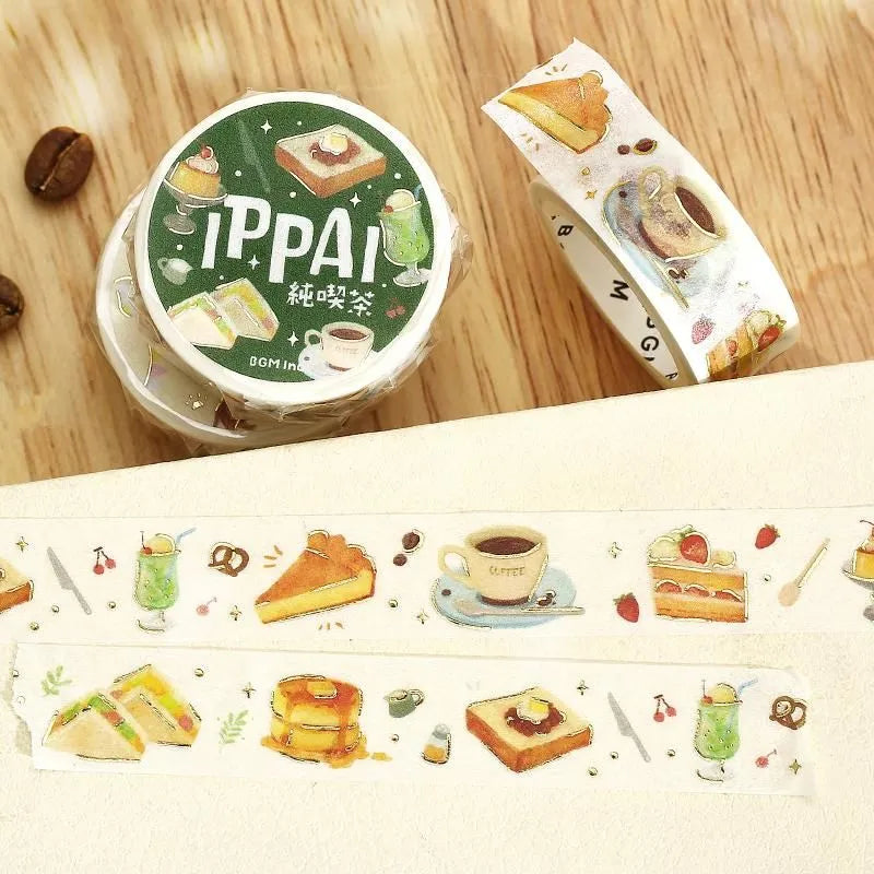 BGM Washi Tape - Foil Stamping - IPPAI - Full of Retro Cafés