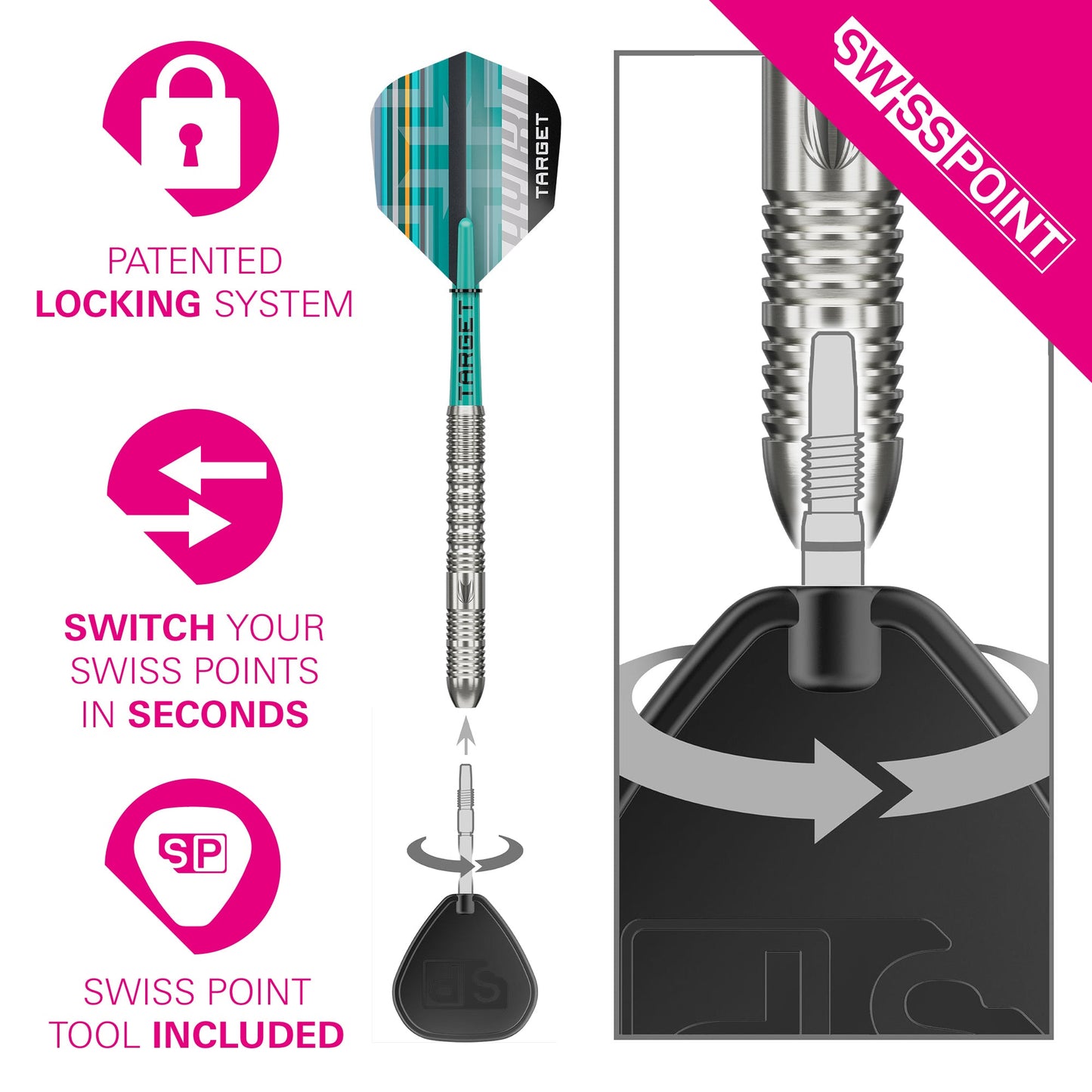 TARGET - 24g - Hydro SP 03 - Steel Tip Swiss Point - 90% Tungsten Darts