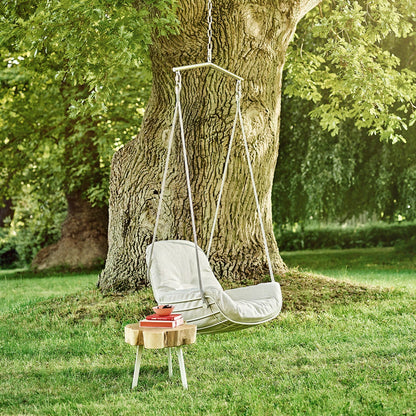 freifrau | leyasol outdoor lounge swing seat | lopi beldi + traffic white frame