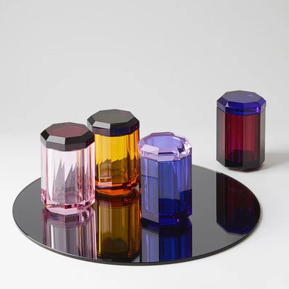 decor walther | KRISTALL collection | multi purpose box with lid | bi colour rich burgunday-capri blue
