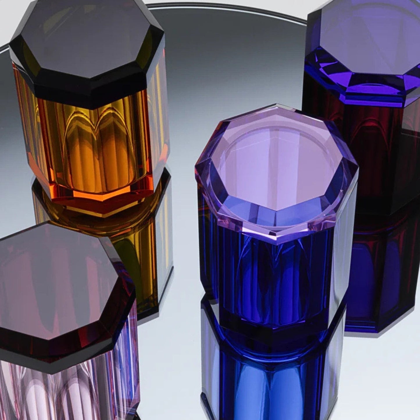 decor walther | KRISTALL collection | multi purpose box with lid | bi colour rich burgunday-capri blue