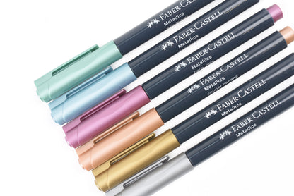 Faber-Castell - Metallic Multi-Surface Creative Markers - 6 Color Set