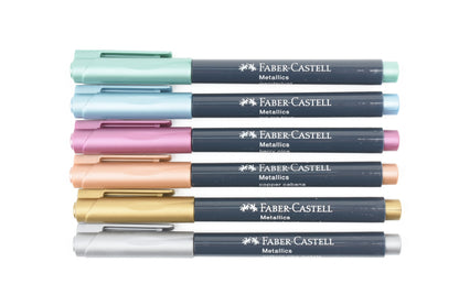 Faber-Castell - Metallic Multi-Surface Creative Markers - 6 Color Set