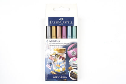 Faber-Castell - Metallic Multi-Surface Creative Markers - 6 Color Set