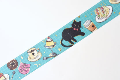 BGM Washi Tape - Foil Stamping - Cafe Black Cat - Cafe Walk