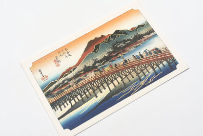 Cozyca - Utagawa Hiroshige - Foil-stamped Postcard - The Fifty-three Stations of the Tokaido: Kyoto and Sanjo Bridge