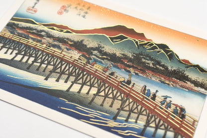 Cozyca - Utagawa Hiroshige - Foil-stamped Postcard - The Fifty-three Stations of the Tokaido: Kyoto and Sanjo Bridge
