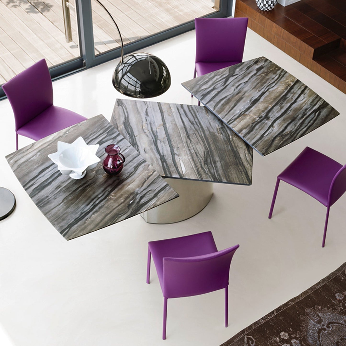 draenert | adler extension table | boat shape | PG1 neva stone | 105 x 190cm (270cm ext)