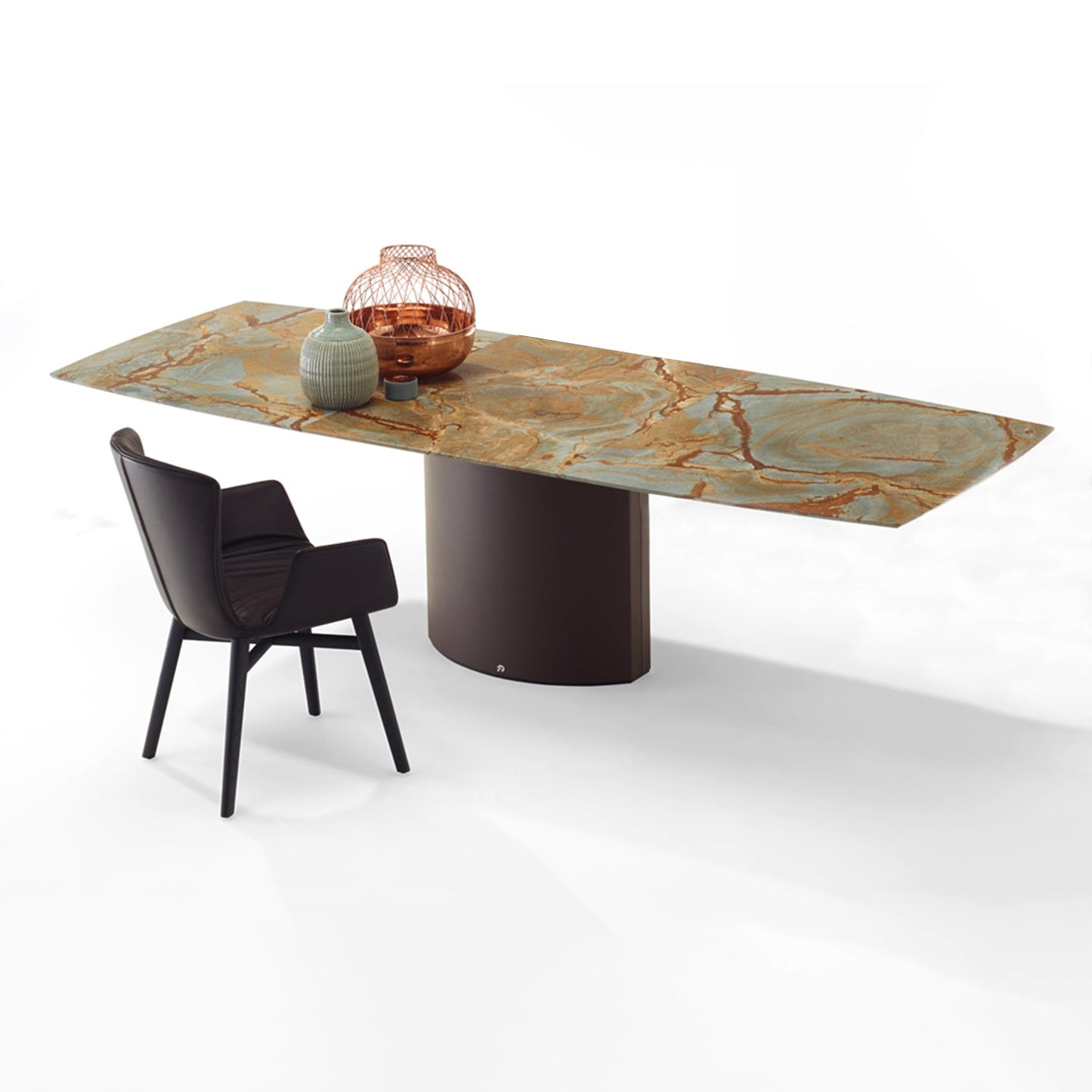 draenert | adler extension table | boat shape | PG1 neva stone | 105 x 190cm (270cm ext)