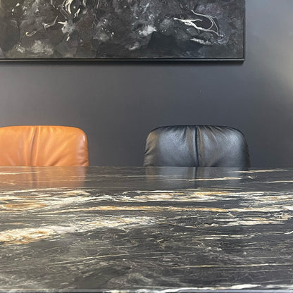 draenert | atlas table | swivel extension | belvedere stone + black base 200/280x105cm
