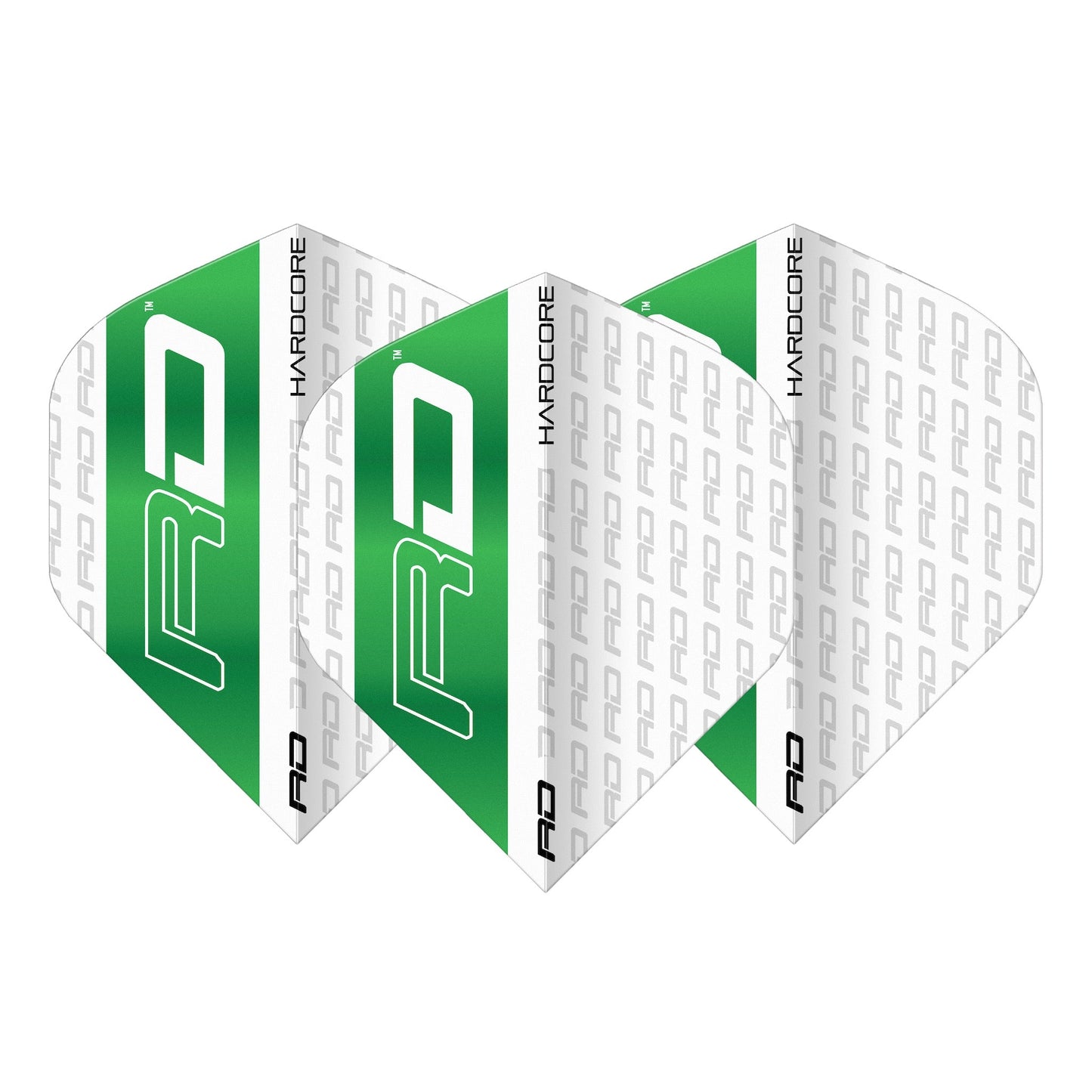 RED DRAGON - RD Logo White and Green Dart Flights - Standard Shape