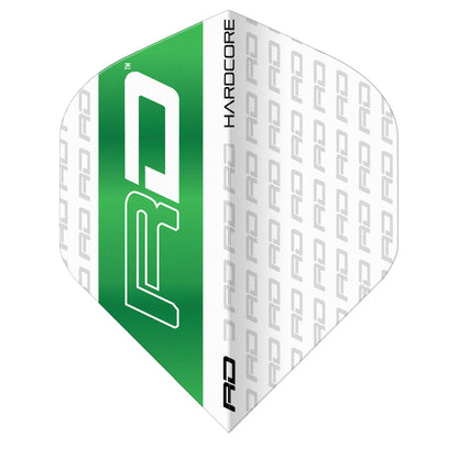 RED DRAGON - RD Logo White and Green Dart Flights - Standard Shape