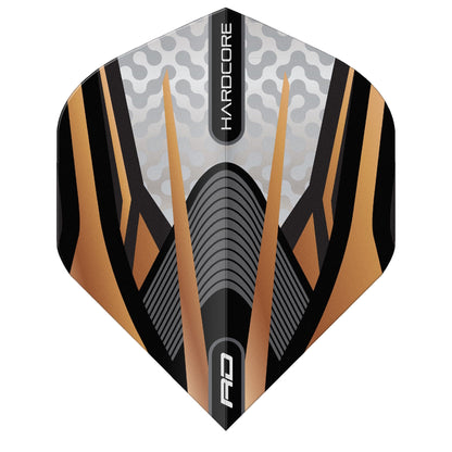 RED DRAGON - White and Copper Hardcore Premium Dart Flights - Standard Shape