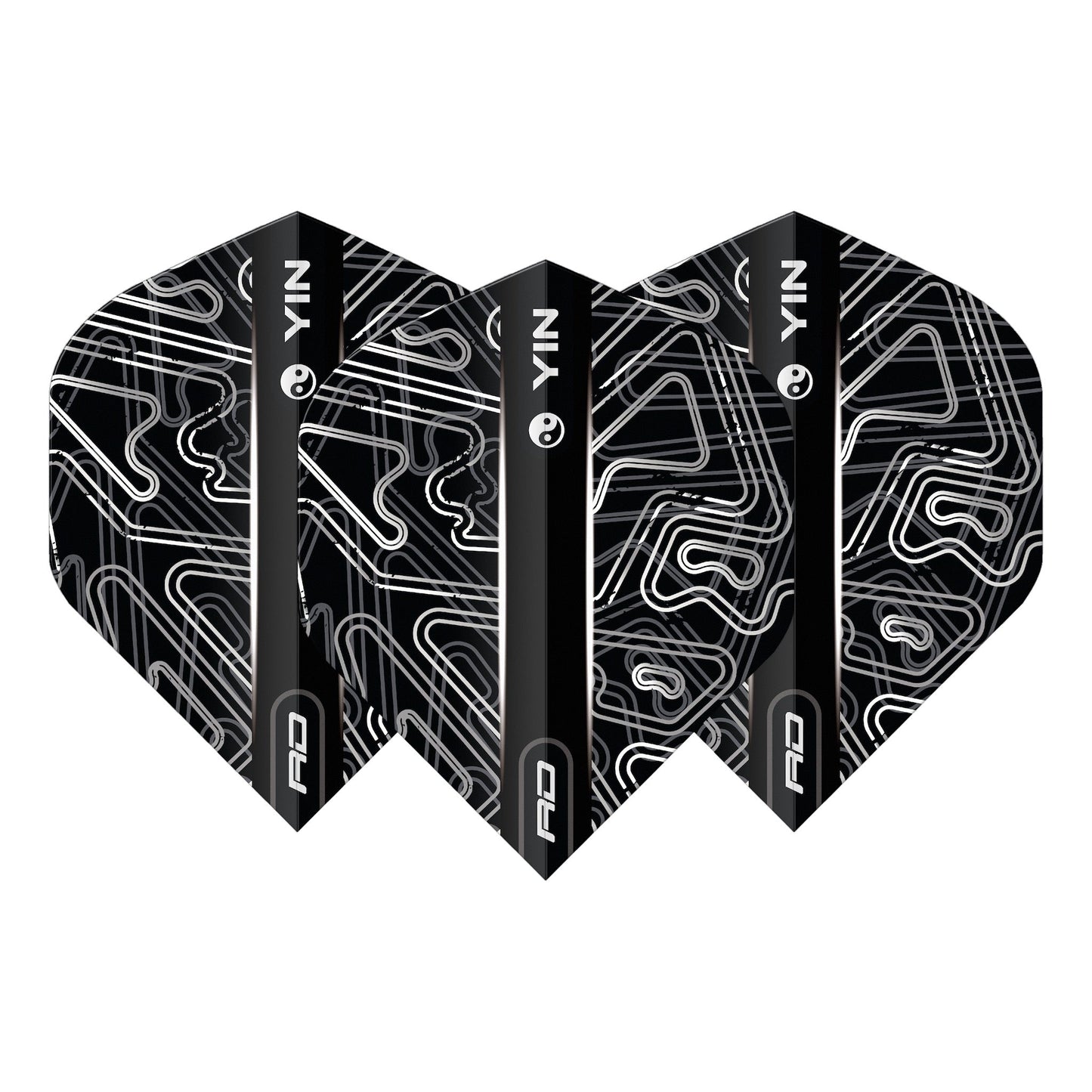 RED DRAGON - Black and White Yin Yang Dart Flights - Standard Shape