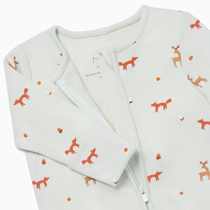 Fox Print Zip-Up Sleepsuit