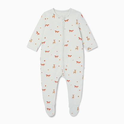 Fox Print Zip-Up Sleepsuit