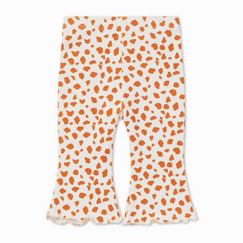 Giraffe Spot Ribbed Flared Trousers