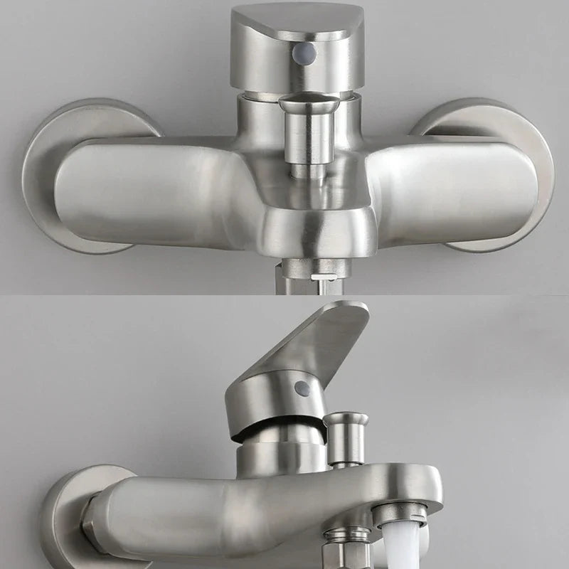 Bathroom Shower Faucet Stainless Steel Triple Bathtub Faucet Mixers Hot Cold Mixer Valve Nozzle Tap Wall Mounted Home Shower Set