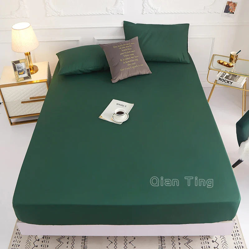 1 piece of solid color bed sheet for bedroom 100%Polyeste Elastic Band Around bedding Fitted Sheet Only (excluding pillowcases)