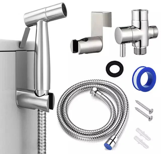 Deao Stainless Steel Handheld Bidet Sprayer Modern Toilet Faucet Adjustable Pressure Diaper Sprayer Set Hose Bathroom