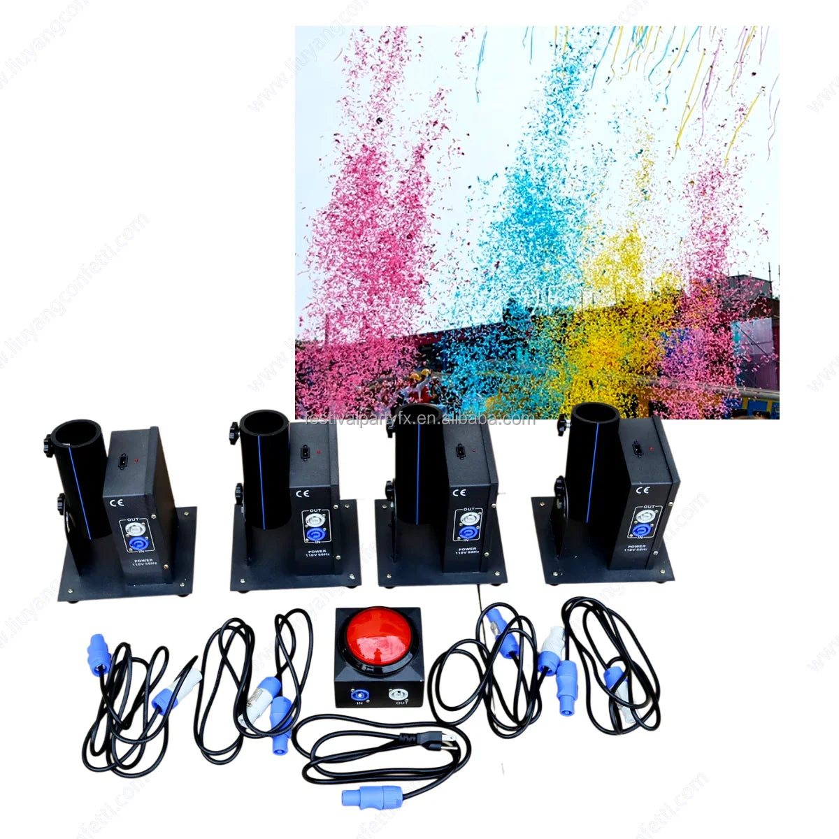 Bay Shower Event FX Boy or Girl Pink Blue Electronic Red Button Control Wedding Party Popper Spray Gender Reveal Confetti Powder