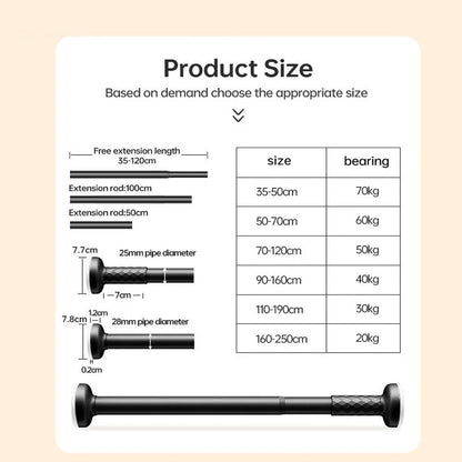 Clothes Shower Curtain Rod Nail-Free Extendable Non-damaging Wall Retractable Suction Cup Telescopic Drying Rack