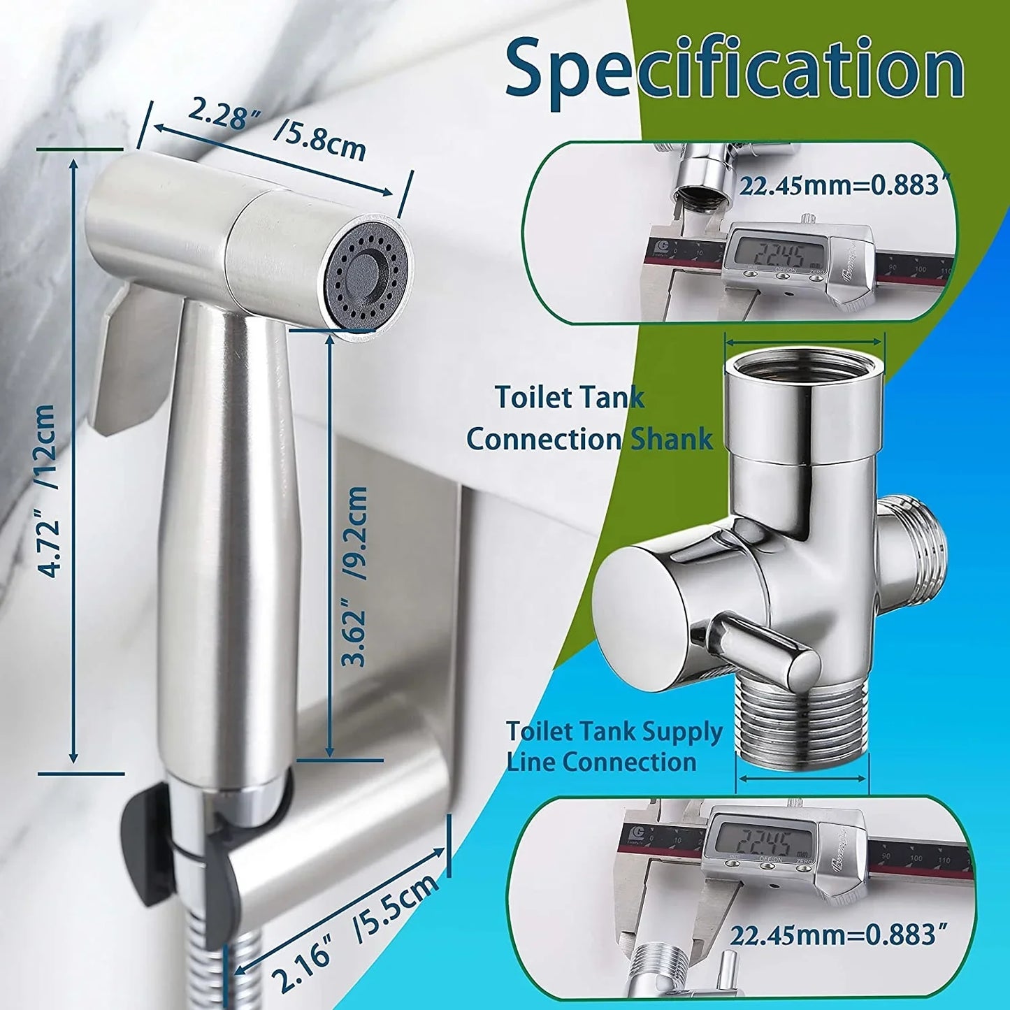 304 Stainless Steel Handheld Bidet Sprayer Toilet Kitchen Shower Set for Bathroom Cloth Diaper Sprayer