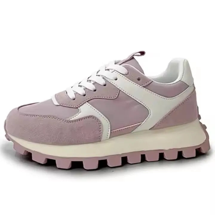 Breathable Lace-up Height Increasing Breathable PU Running Shoes Casual Sneaker for Women Wholesales 341