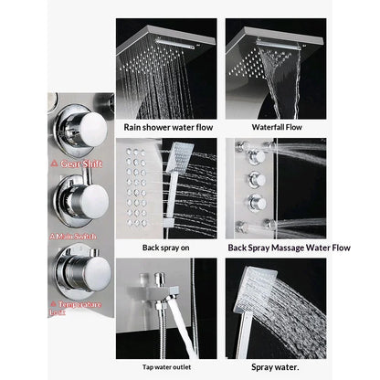 304 Stainless Steel Chrome Shower Screen Smart Constant Temperature Rainfall Shower Set Wall-Mounted Shower Head Bathing Device