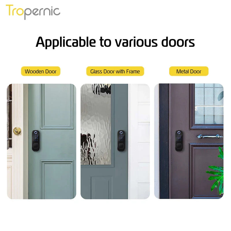 Cerradura Digital Tuya Waterproof Smart Rim Lock Keyless Entry Door Lock Fingerprint Smart Lock With Wifi for Outdoor