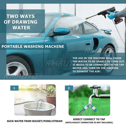 60Bar 1500W Cordless High Pressure Car Washer Rechargeable Car Wash Gun Electric Water Gun Foam Machine for Makita 18V Battery