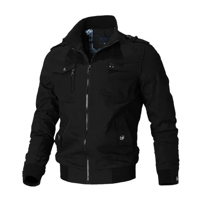 Bomber Jacket Men Fashion Casual Windbreaker Jacket Coat Men Spring Autumn New Hot Outwear Solid Stand Slim Jacket Mens
