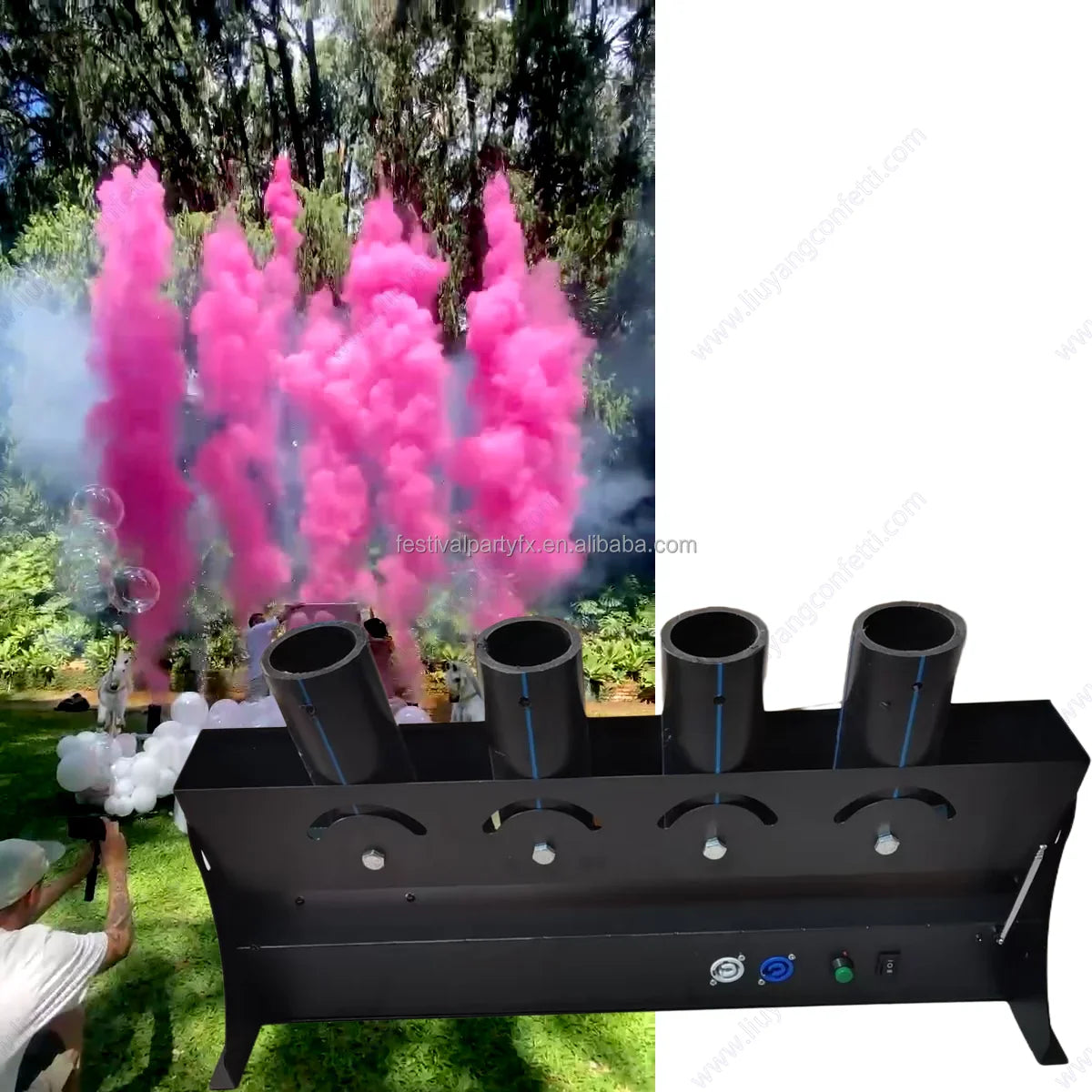 Bay Shower Event FX Boy or Girl Pink Blue Electronic Red Button Control Wedding Party Popper Spray Gender Reveal Confetti Powder