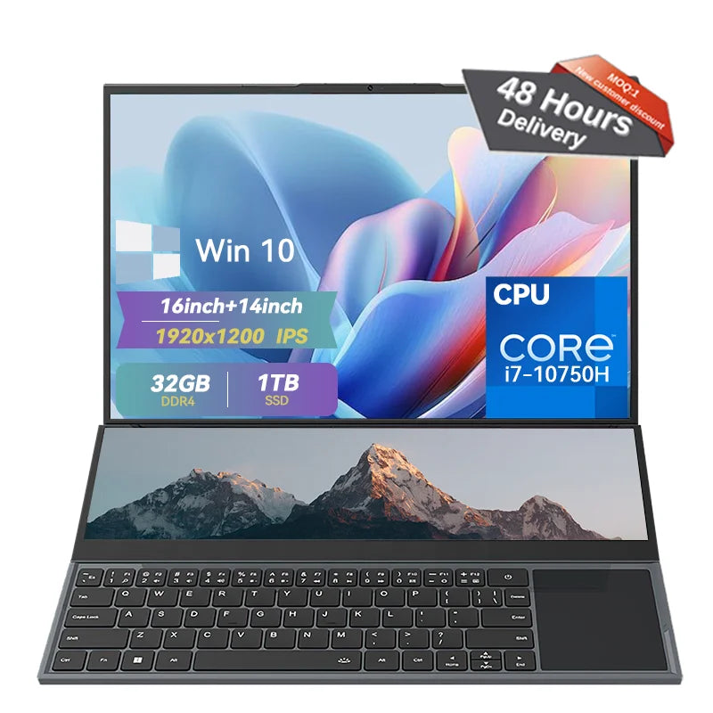 Core I7 16inch 1920x1200 IPS Touch Dual Screen Laptops Brand New DDR4 16GB SSD 256GB Business Cheap Notebook Pc