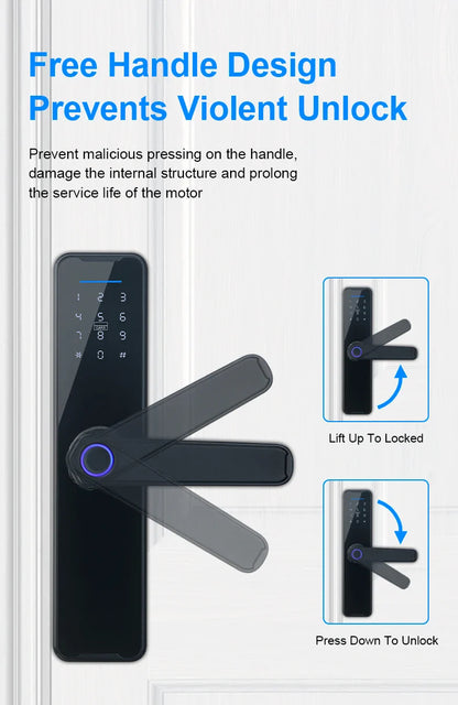 Best Price  Outdoor Password Code Card Key Wifi  Smart Door Lock Fingerprint Tempered Glass Door Lock